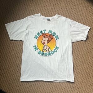USED Port and Company Flintstones Wilma Best Mom Tshirt in White